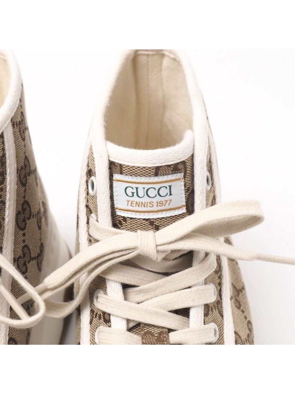 Gucci Tennis 1977 Sneakers Size 7 Shoes GG Pattern High Cut Thick - Picture 7 of 9